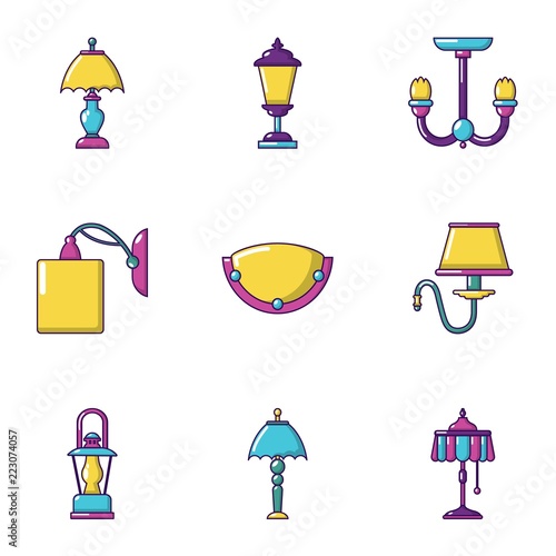 Torch icons set. Cartoon set of 9 torch vector icons for web isolated on white background