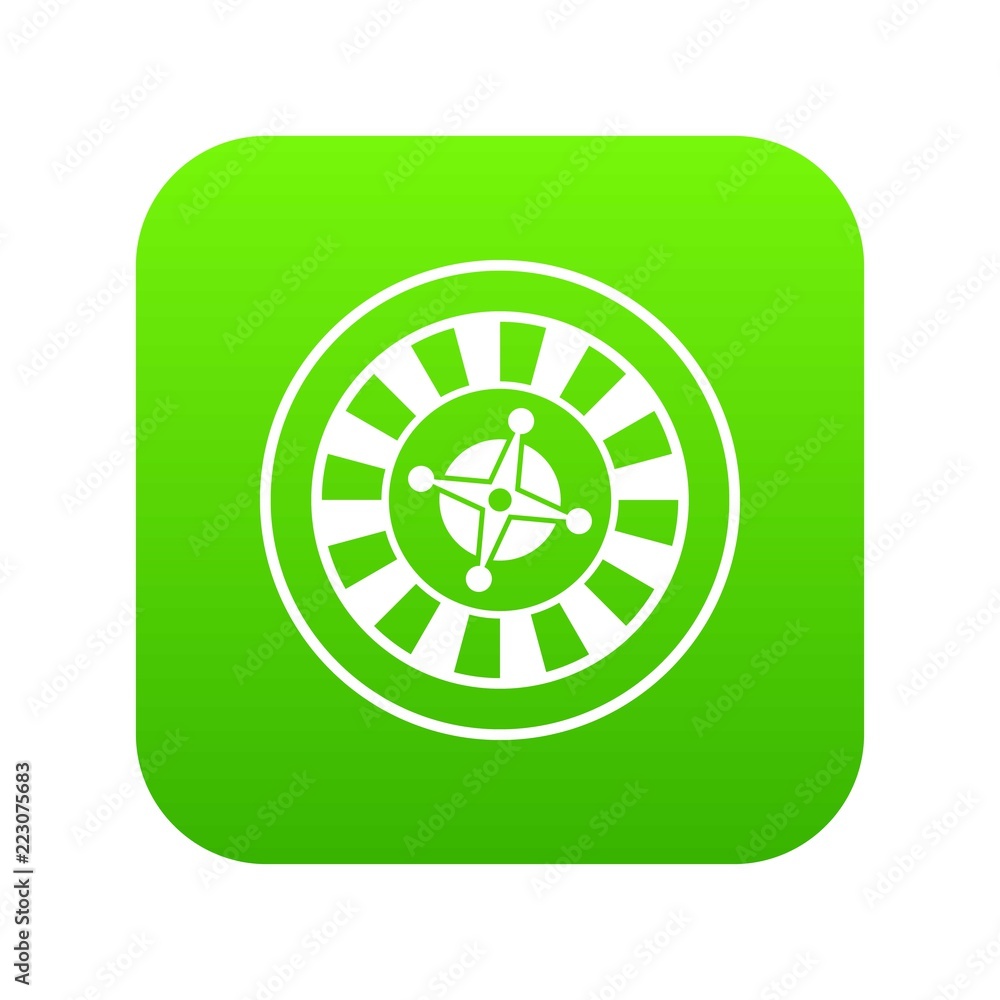 Casino gambling roulette icon digital green for any design isolated on white vector illustration Casino gambling roulette icon digital green for any design isolated on white vector illustration