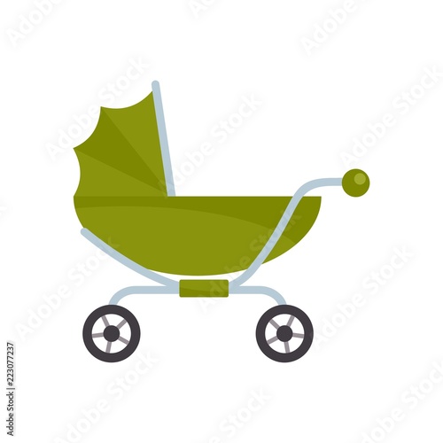 Classic baby pram icon. Flat illustration of classic baby pram vector icon for web design