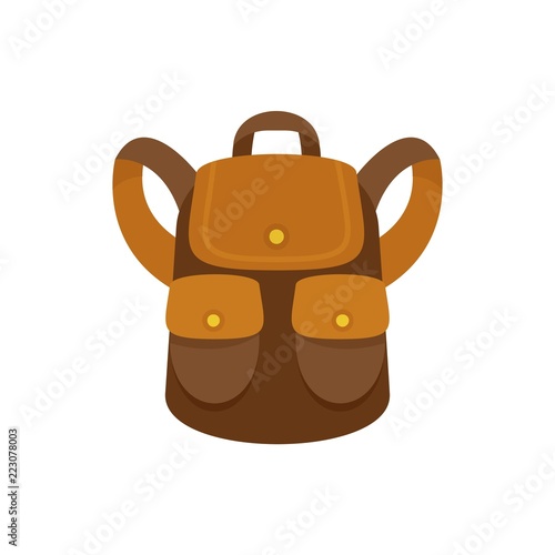 Forest backpack icon. Flat illustration of forest backpack vector icon for web design