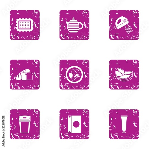 Dough icons set. Grunge set of 9 dough vector icons for web isolated on white background