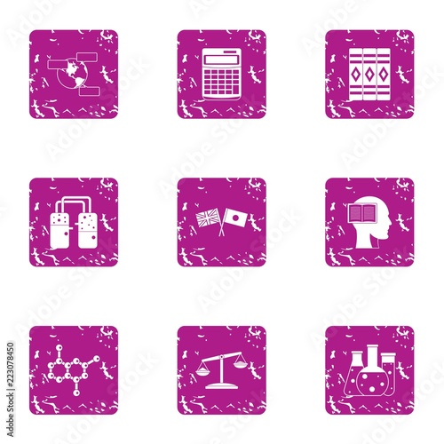 Synthetic icons set. Grunge set of 9 synthetic vector icons for web isolated on white background