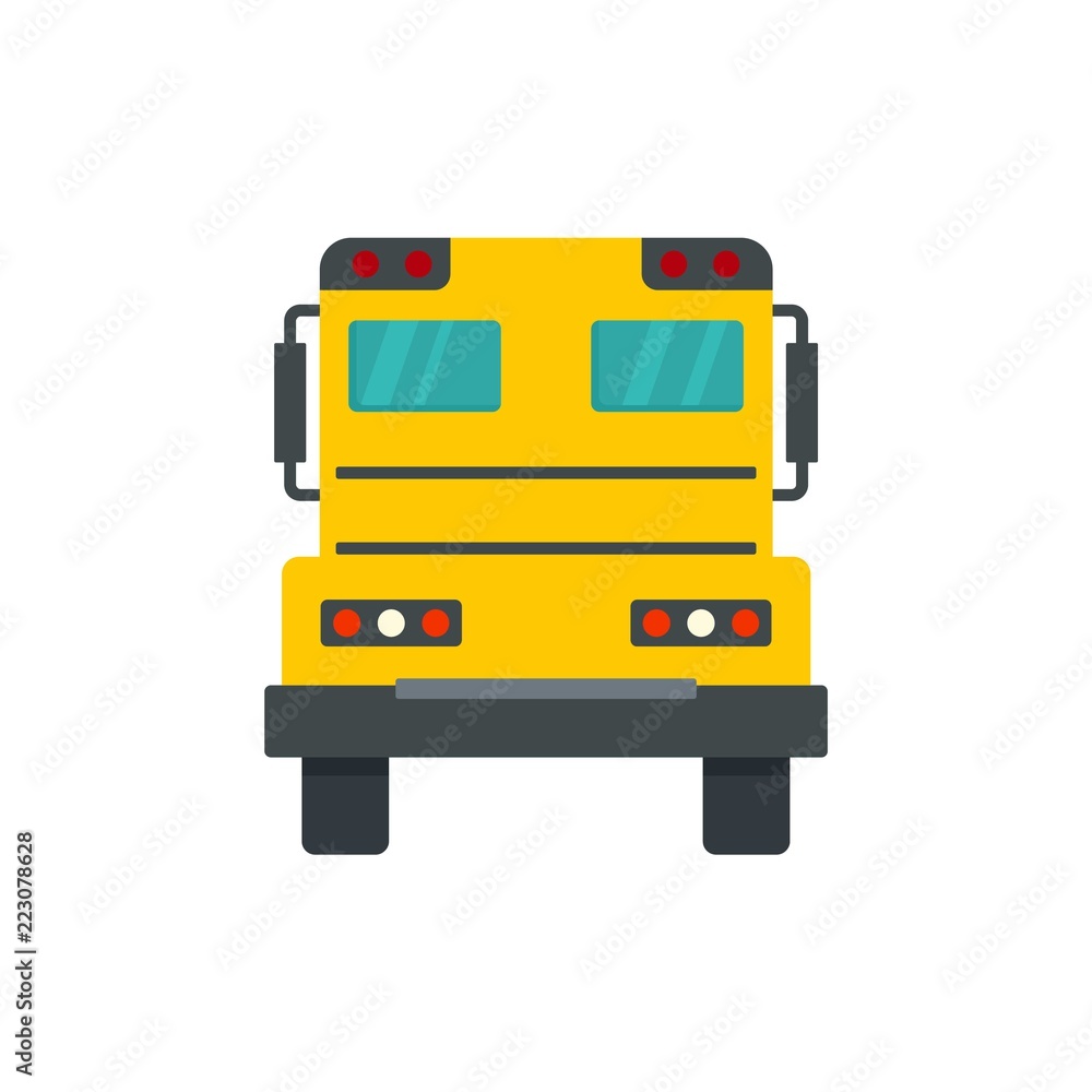 Back of school bus icon. Flat illustration of back of school bus vector icon for web design
