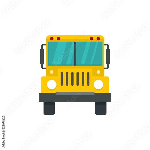 Front of school bus icon. Flat illustration of front of school bus vector icon for web design