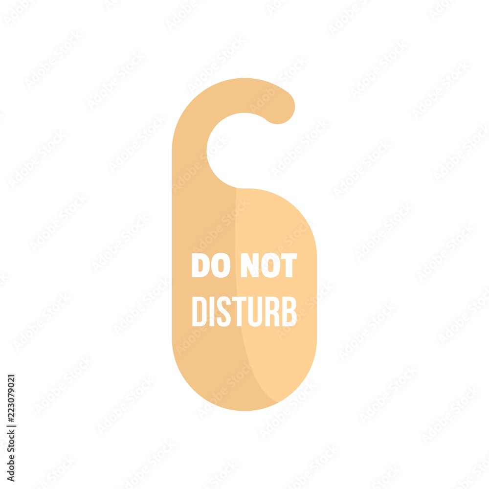 Do not disturb hotel tag icon. Flat illustration of do not disturb