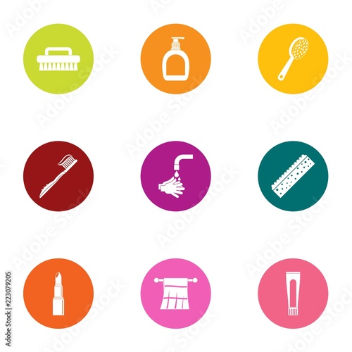 Night bath icons set. Flat set of 9 night bath vector icons for web isolated on white background