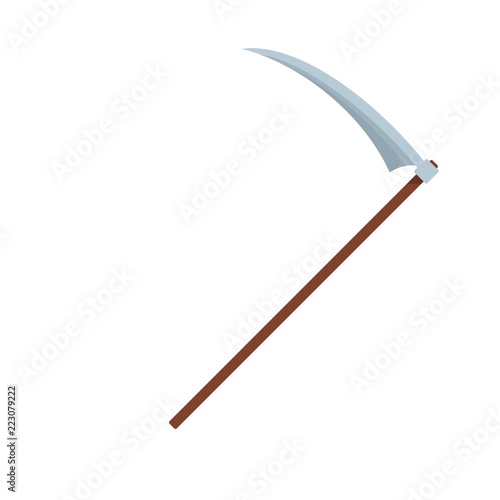Scythe icon. Flat illustration of scythe vector icon for web design