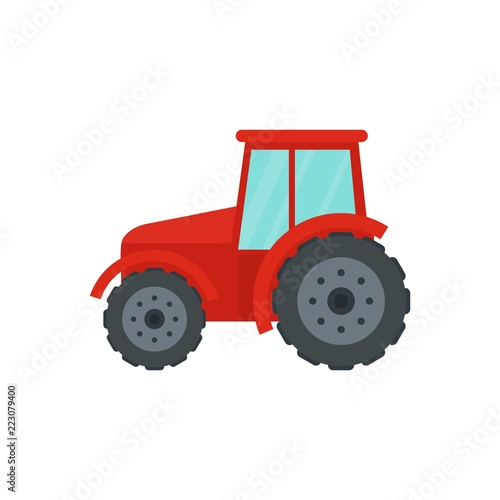 Farm tractor icon. Flat illustration of farm tractor vector icon for web design