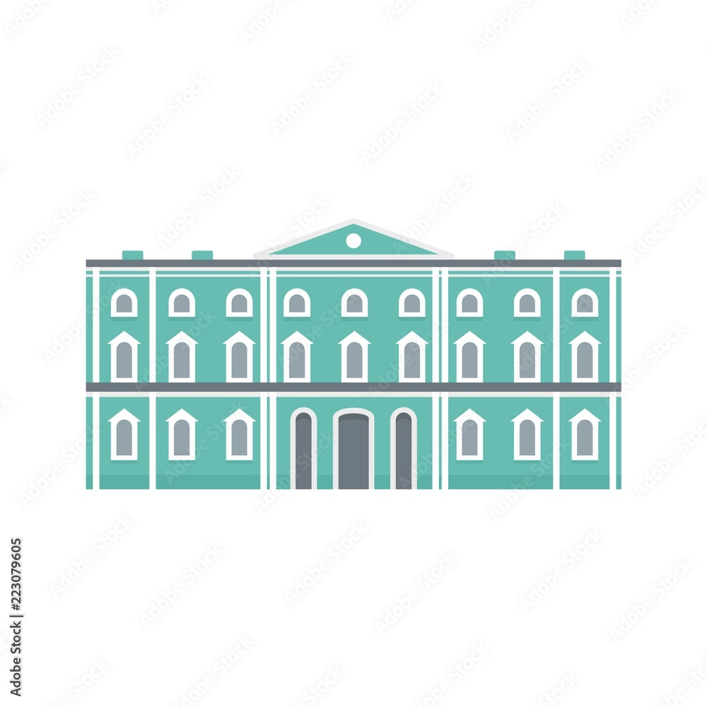 Fototapeta premium Green city historical building icon. Flat illustration of green city historical building vector icon for web design