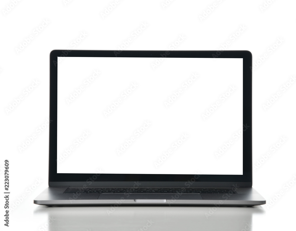 New laptop computer display with keyboard and blank white screen isolated on a white New laptop computer display with keyboard and blank white screen isolated on a white