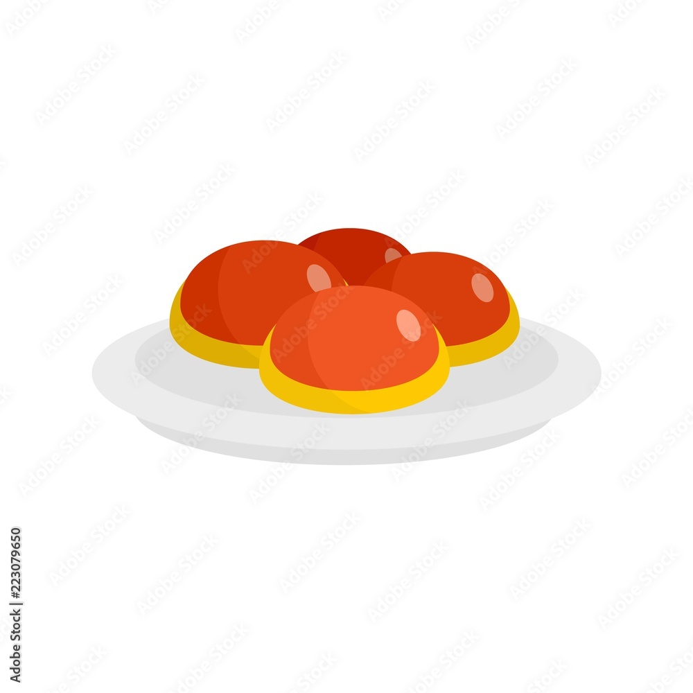 Sweet jewish bakery on plate icon. Flat illustration of sweet jewish bakery on plate vector icon for web design Sweet jewish bakery on plate icon. Flat illustration of sweet jewish bakery on plate vector icon for web design