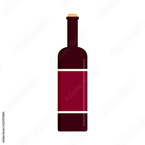 Glass bottle of red wine icon. Flat illustration of glass bottle of red wine vector icon for web design