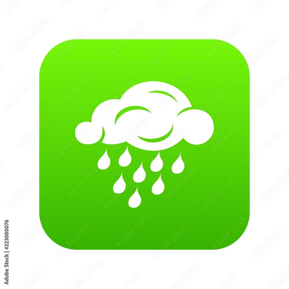 Rain cloud icon green vector isolated on white background Rain cloud icon green vector isolated on white background