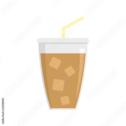 Ice cappuccino icon. Flat illustration of ice cappuccino vector icon for web design