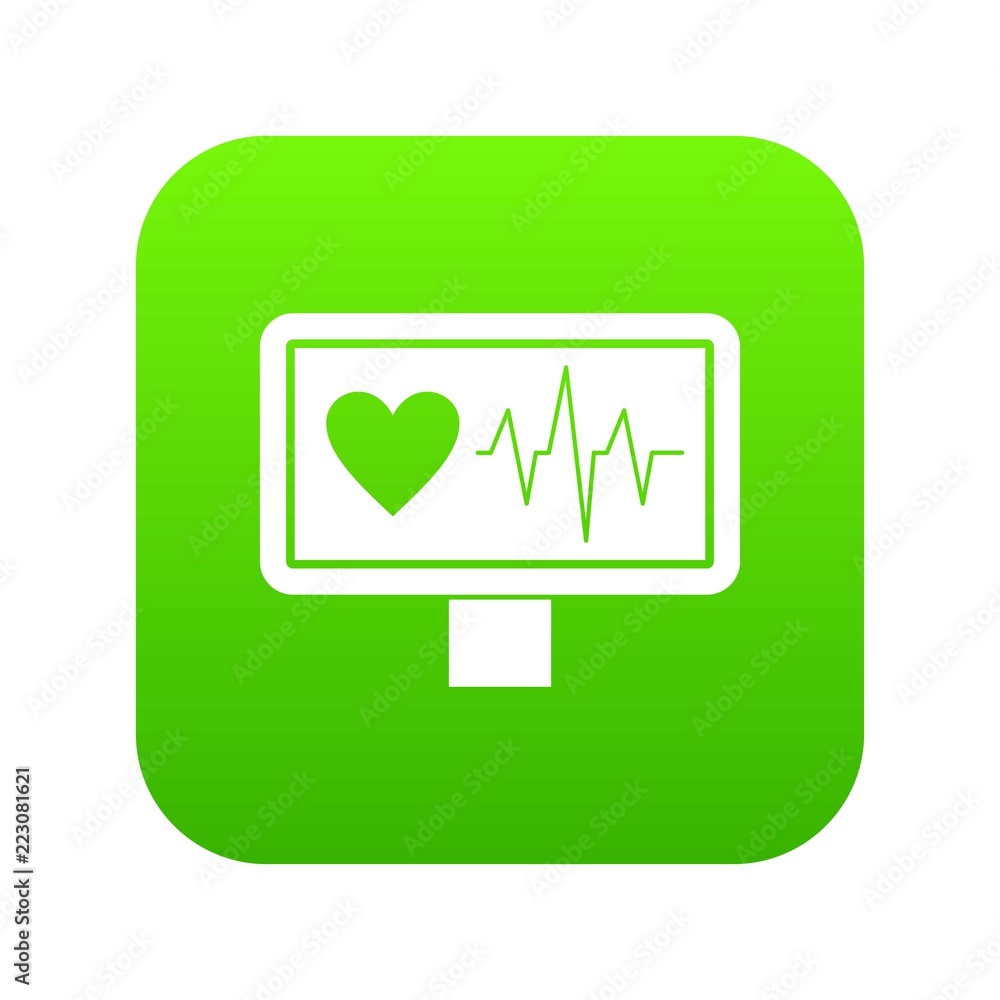 Heartbeat icon digital green for any design isolated on white vector illustration Heartbeat icon digital green for any design isolated on white vector illustration