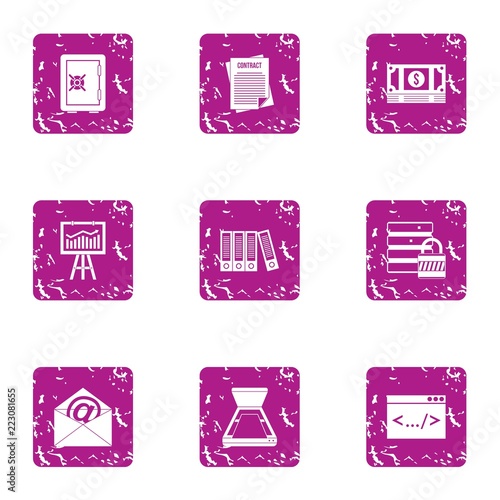 Cheap money icons set. Grunge set of 9 cheap money vector icons for web isolated on white background