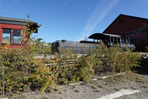 Whitehorse,Canada-September 10, 2018: Waterfront trolley rail track in Whitehorse