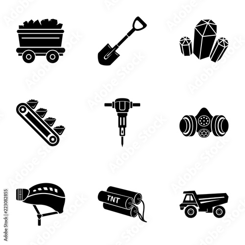 Extractive industry icons set. Simple set of 9 extractive industry vector icons for web isolated on white background