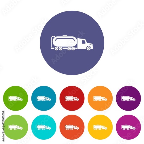 Truck oil icons color set vector for any web design on white background