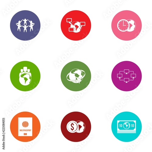 Wherewithal icons set. Flat set of 9 wherewithal vector icons for web isolated on white background