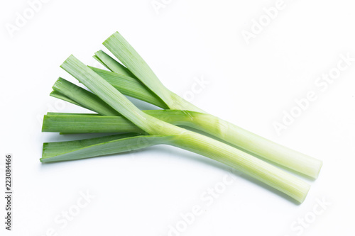 young-green garlic isolated on white