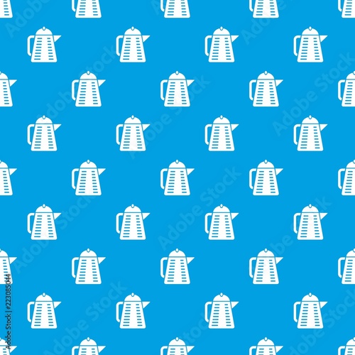 Closed teapot pattern vector seamless blue repeat for any use © ylivdesign