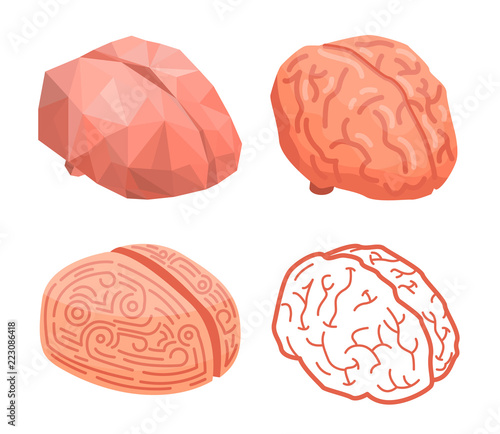 Brain thinking concept background. Isometric illustration of brain thinking vector concept background for web design