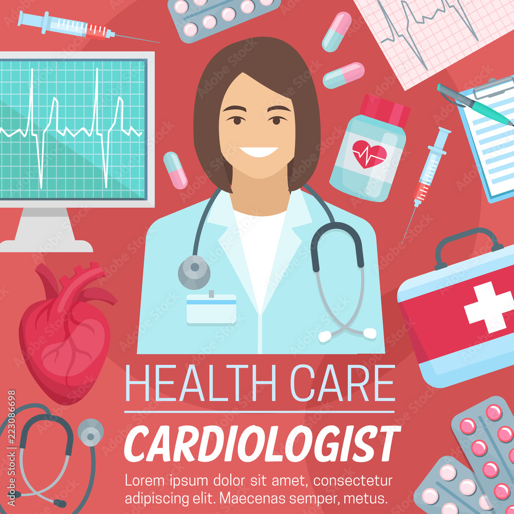 Cardiologist doctor with heart and ecg Cardiologist doctor with heart and ecg