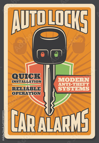 Car alarm security, auto lock key