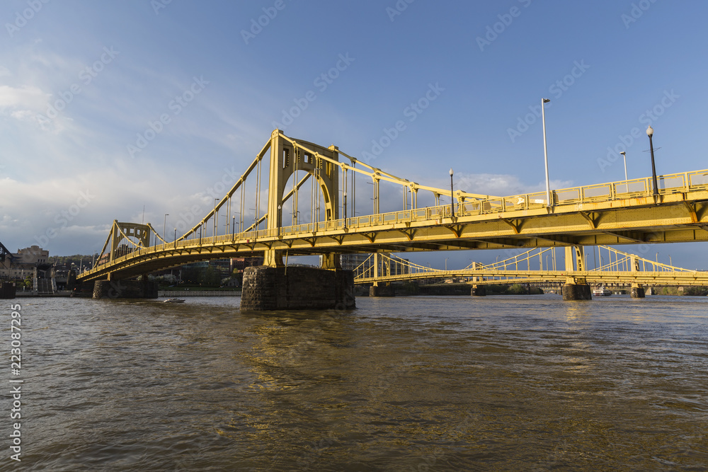 Downtown bridges crossing the Allegheny River in Pittsburgh, Pennsylvania.