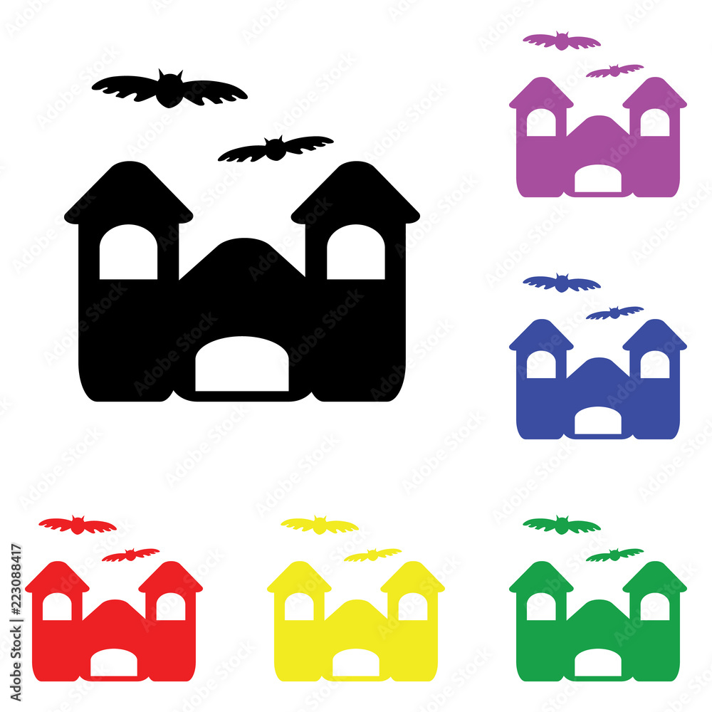 Obraz premium Element of Happy Halloween Magic castle in multi colored icons. Premium quality graphic design icon. Simple icon for websites, web design, mobile app, info graphics