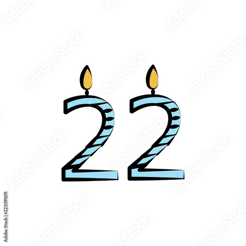 candles for 22 years colored icon. Element of birthday icon for mobile concept and web apps. Color candles for 22 years icon can be used for web and mobile