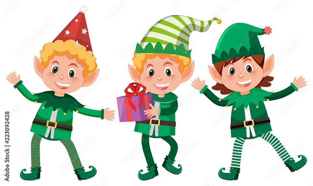 Set of happy elfs