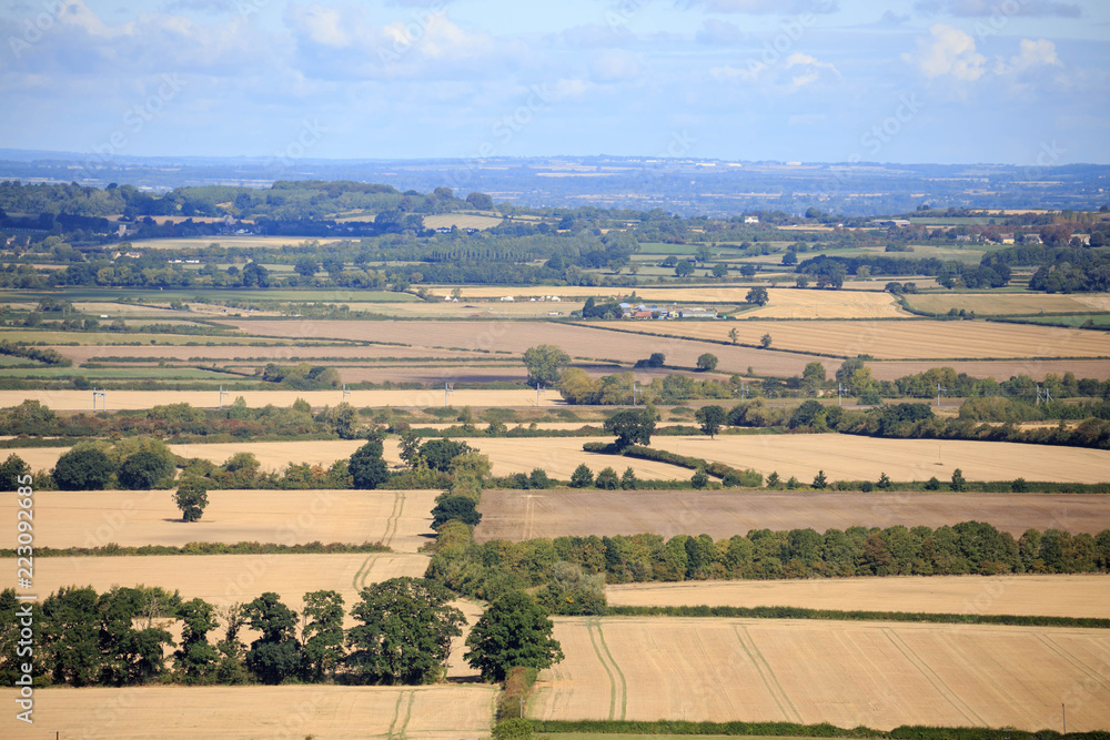 Farming plots from above in countryside in Bratton, England