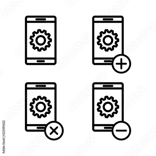 set of smartphone settings icons. Element of phone icons for mobile concept and web apps. Thin line icons for website design and development, app development