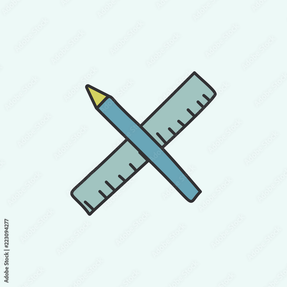 pencil and ruler sketch icon. Element of education icon for mobile