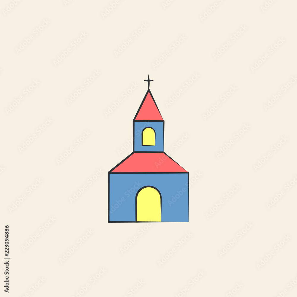 church sketch illustration. Element of colored wedding icon for mobile concept and web apps. Sketch style church icon can be used for web and mobile