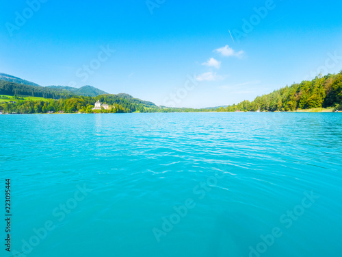 Принти на полотні Lake Fuschlsee, Austria, Salzkammergut, on a sunny summer day