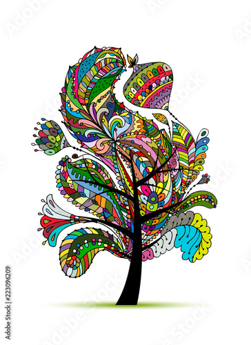 Floral magic tree, sketch for your design