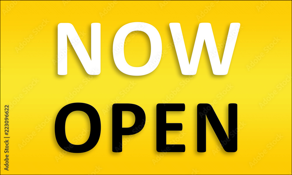 Now Open - Golden business poster. Clean text on yellow background. Now Open - Golden business poster. Clean text on yellow background.