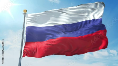 Russia flag seamless looping 3D rendering video. 3 in 1: Includes isolated on green screen and alpha channel as luma matte for easy clipping in AE.  Beautiful textile cloth fabric loop waving