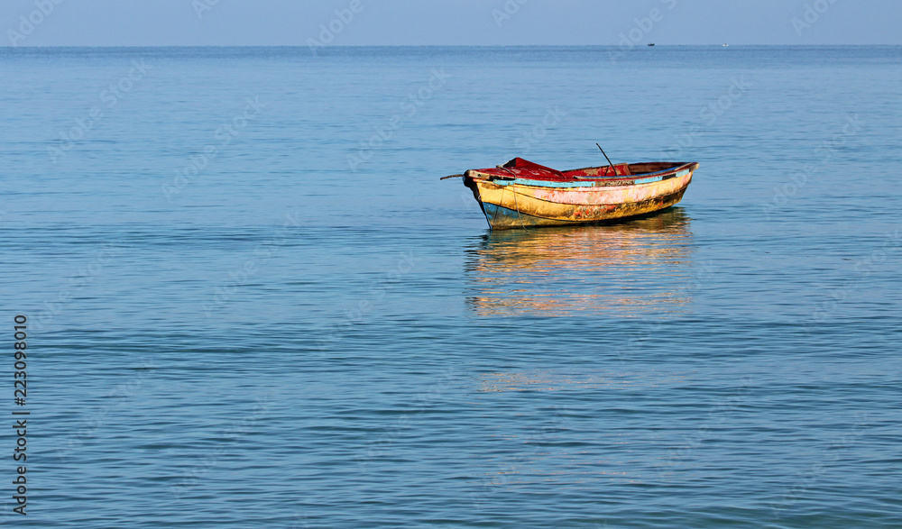 Naklejka premium Old dirty angler's boat, Jamaica