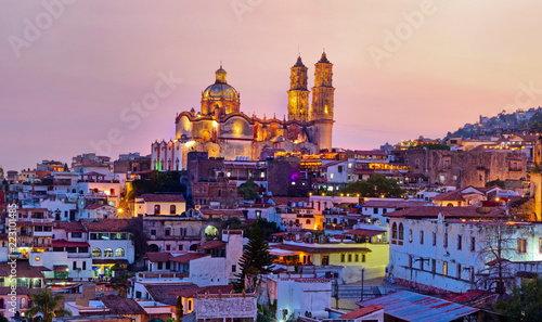 Panorama of Taxco city at sunset, Mexico photo