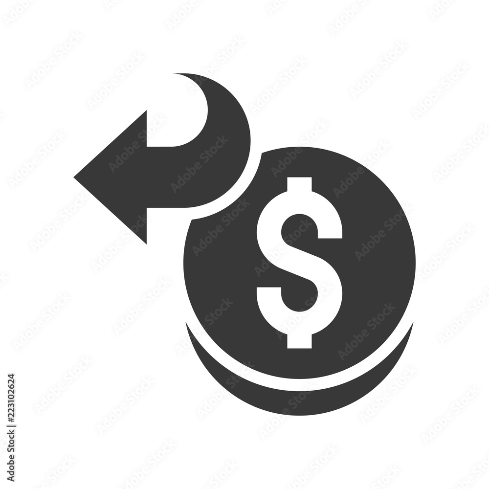 Obraz premium arrow and coin, cash back or refund money, bank and financial related icon, glyph design