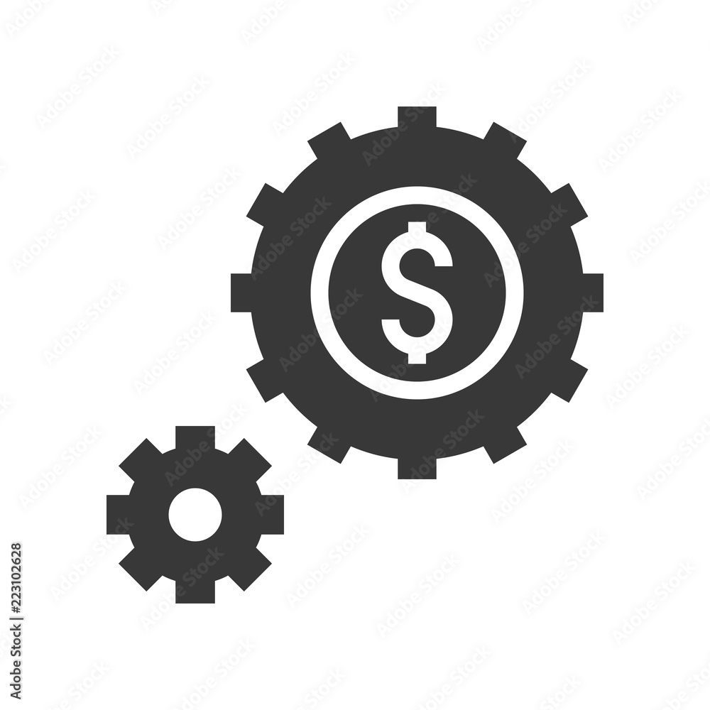 cogwheel and coin, passive income, bank and financial related icon, glyph design cogwheel and coin, passive income, bank and financial related icon, glyph design