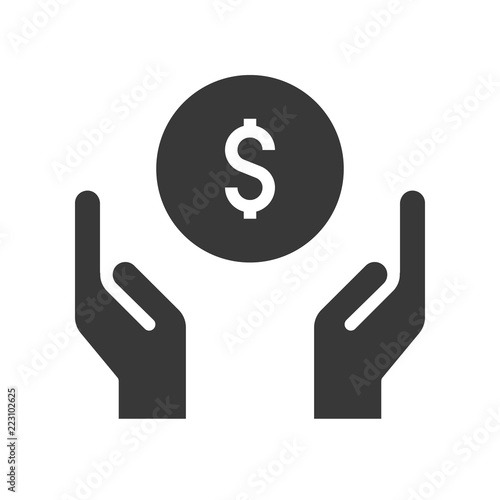 hand handle or carrying money, bank and financial related icon, glyph design