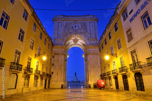 Triumphal arch at Comercio square in Lisbon