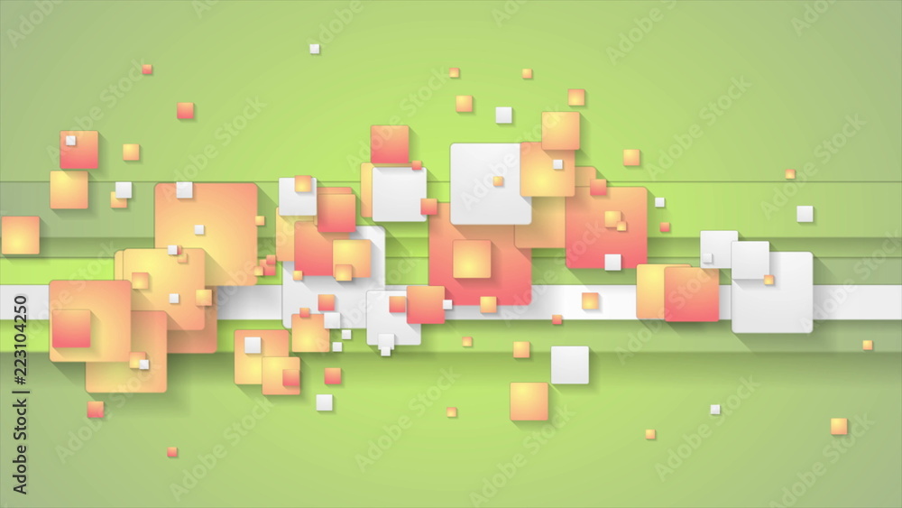 Abstract green orange geometric background with squares Abstract green orange geometric background with squares