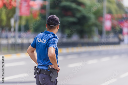 Turkish police officer guards for Military parade