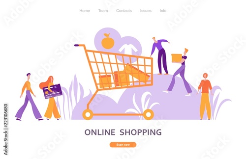 online shopping, e-store buyers, cart, payment, credit card